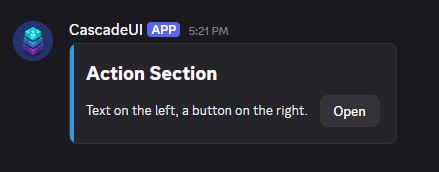 A section with text on the left and a button accessory on the right