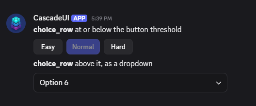 Three options rendered as a button row with Normal highlighted, and six options rendered as a dropdown