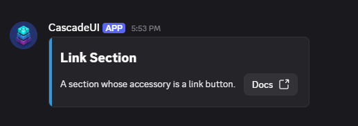 A section whose accessory is a link button